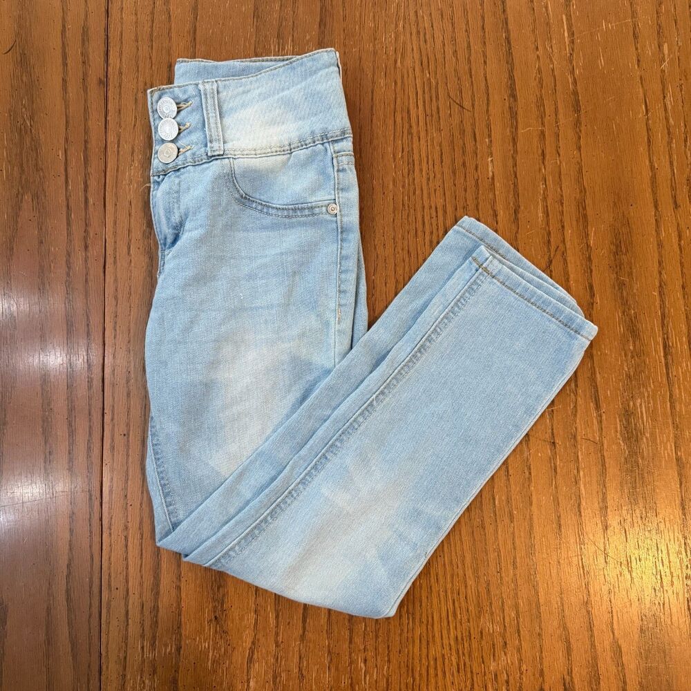 Lee High Waist Skinny Jeans Girls Size 7 Light Wash Stretch Denim Y2K